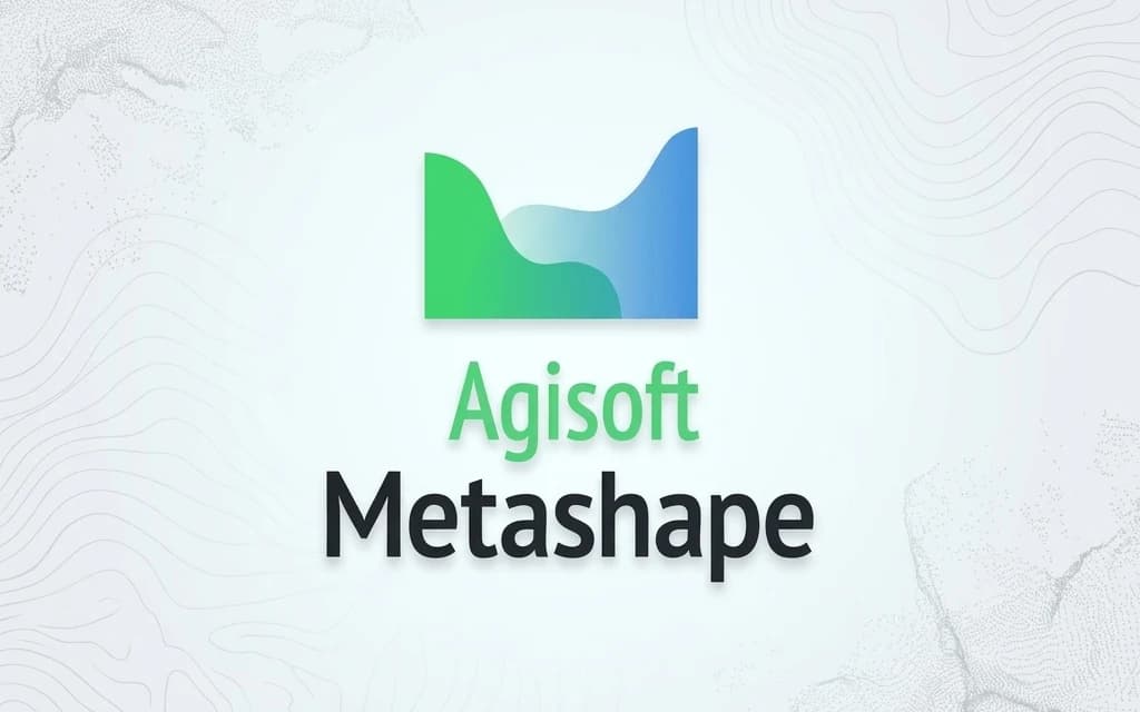 Agisoft Metashape wordmark over a pale topographic contour and point-cloud background