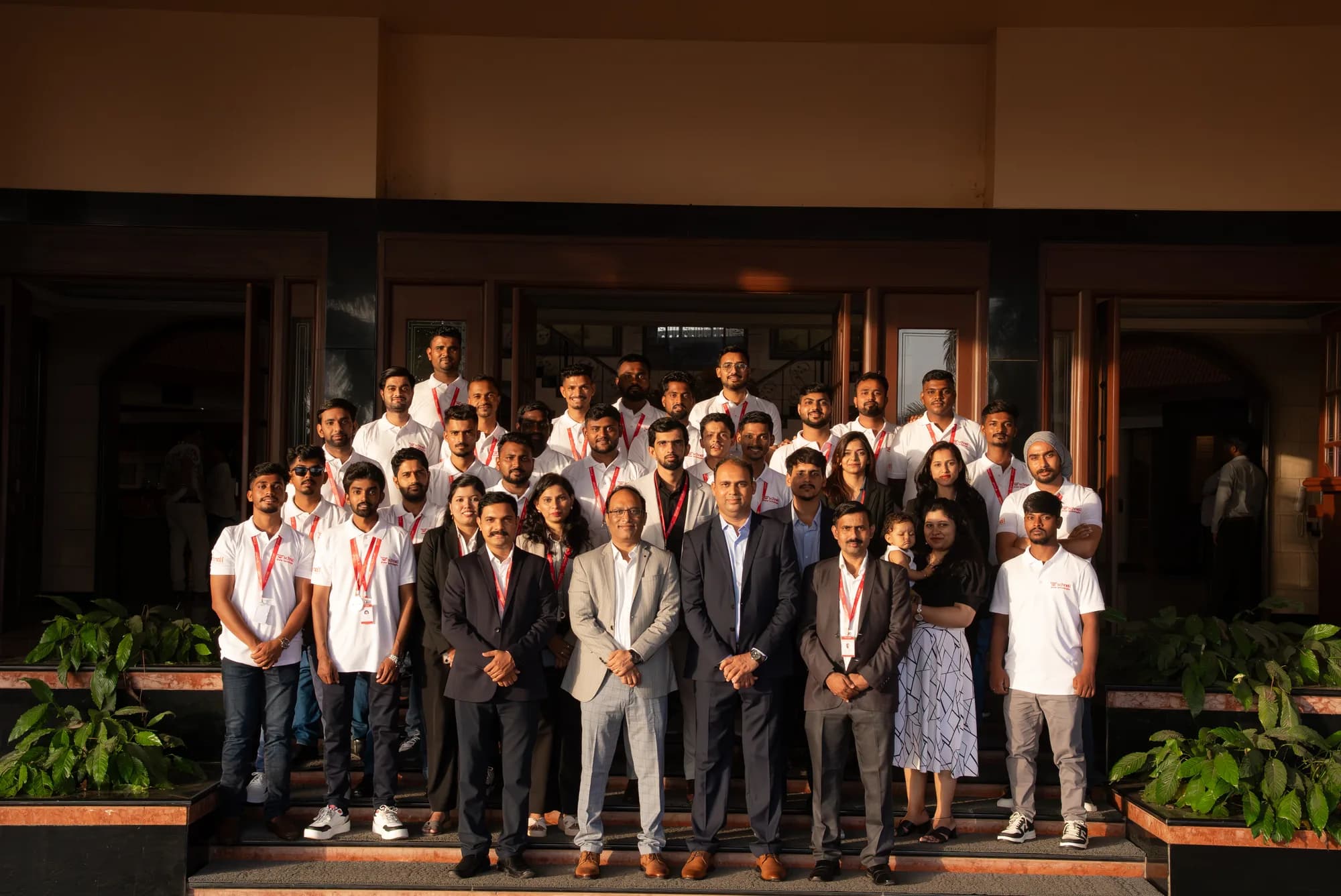 The Schnell Drone Technologies team assembled outside the project base during the Maharashtra coastal surveillance deployment