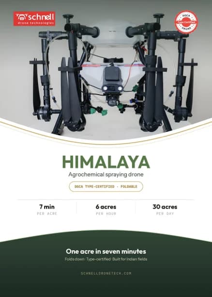 Cover of the HIMALAYA brochure showing the drone and its headline figures