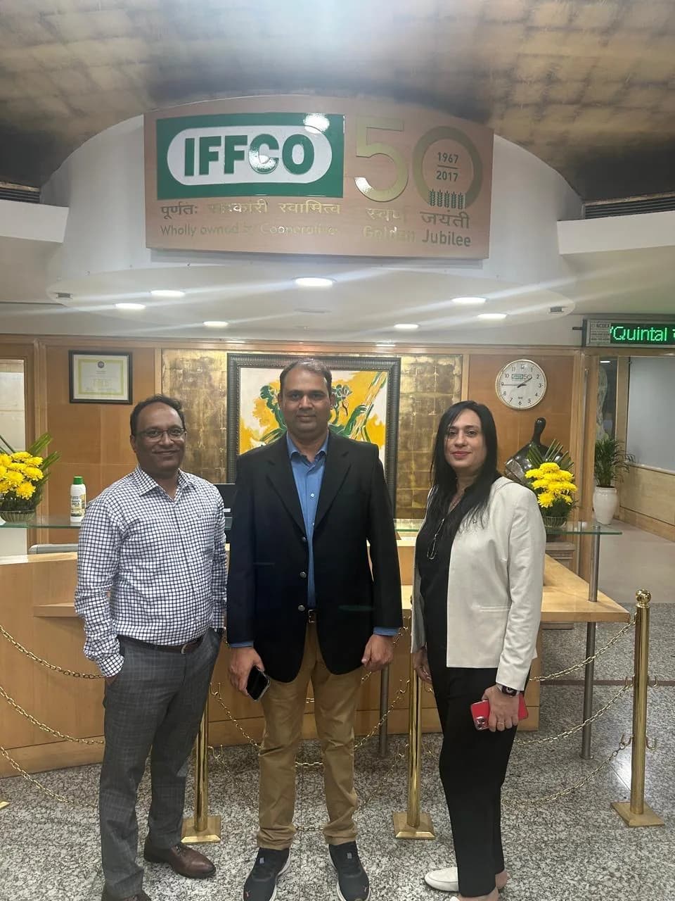 Schnell Drone Technologies team members at an IFFCO office ahead of the spraying season