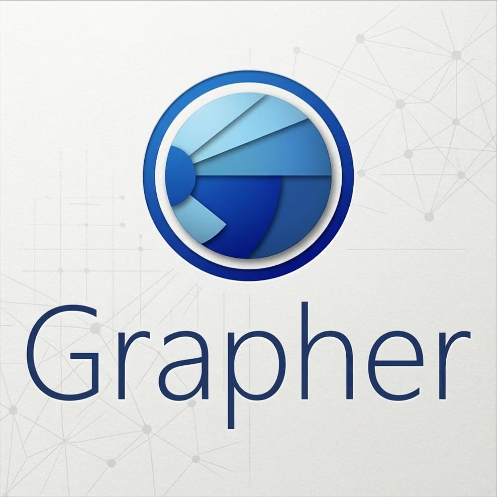 Grapher logo, a blue ring around segmented chart wedges, above the Grapher wordmark