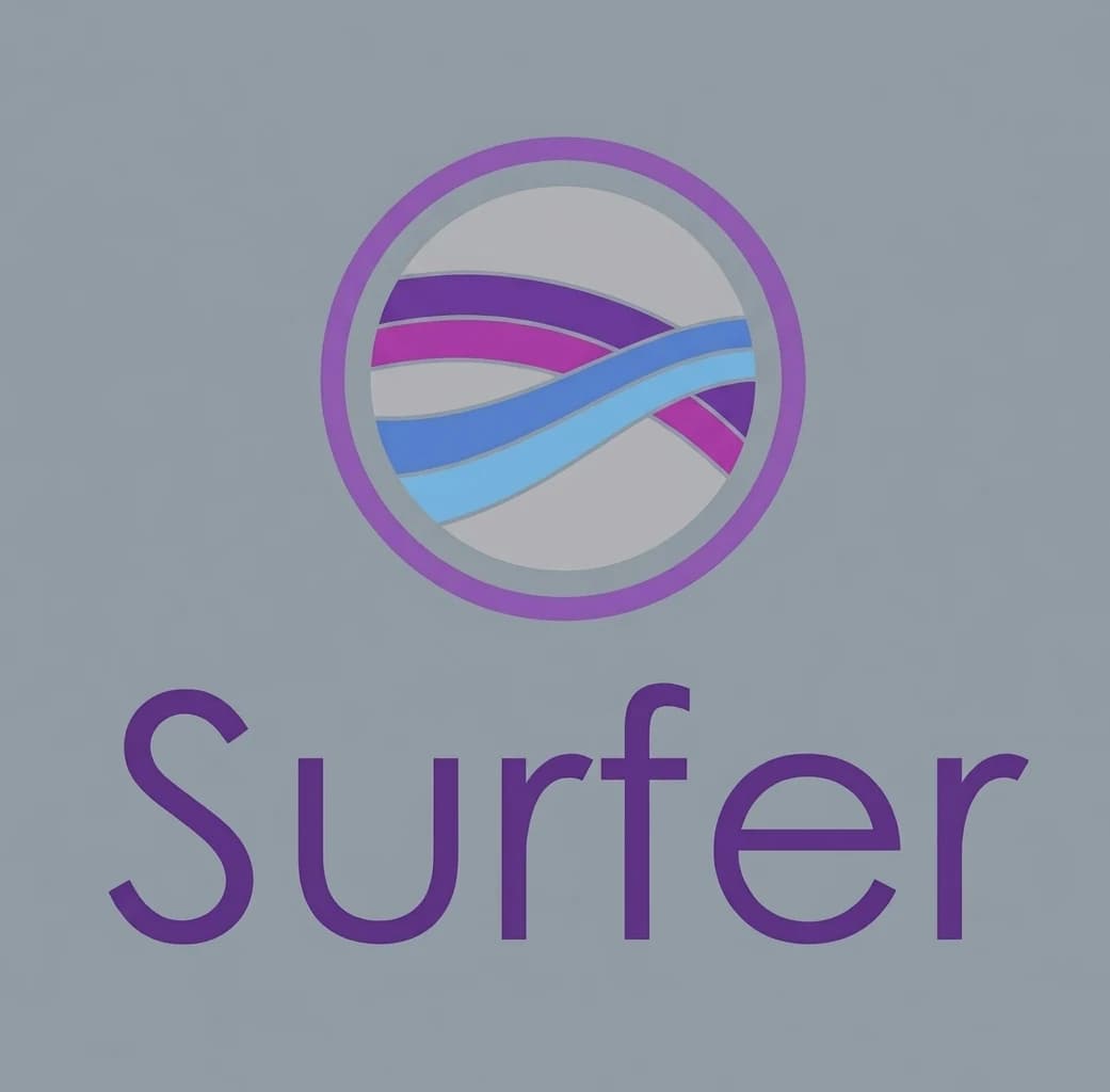 Surfer logo, a ring enclosing interwoven wave bands, above the Surfer wordmark